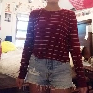Striped Red and White Long Sleeve Top